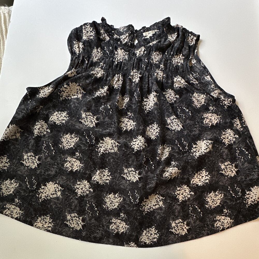 Joie Women's XXL Boho Fairy Tank Sleeveless Blouse Baltic Print Black Floral